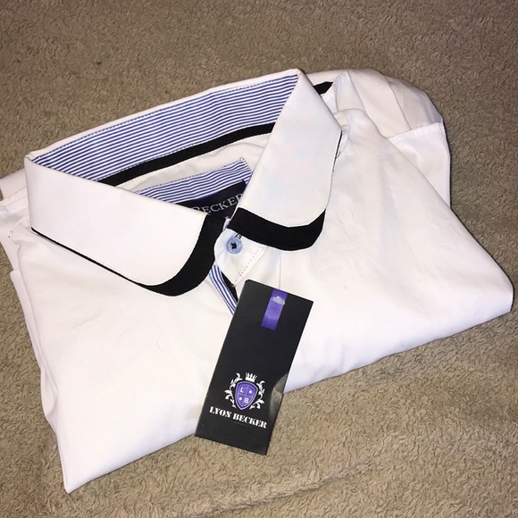 CRISP NWT Lyon Becker Contrast White Button Up - Picture 5 of 6